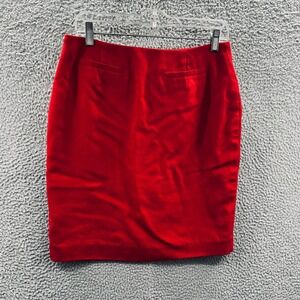 Morgan Taylor Studio Women Skirt 12 Red Wool Pencil Lined Career Workwear Office